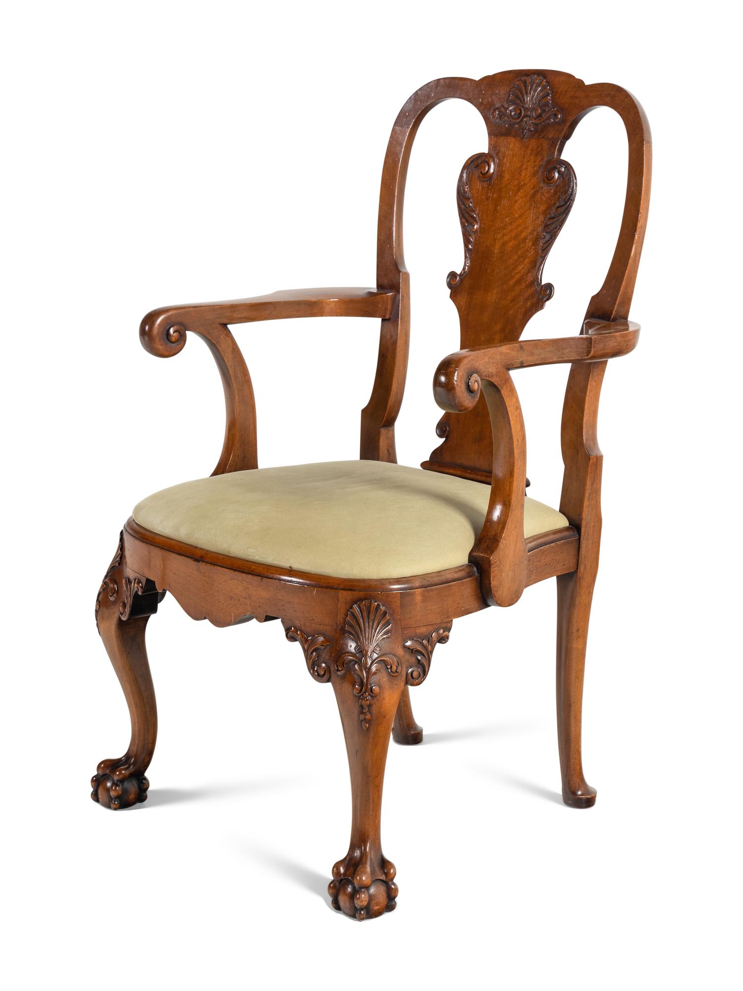 A Set of Ten of George II Style Walnut Dining Chairs