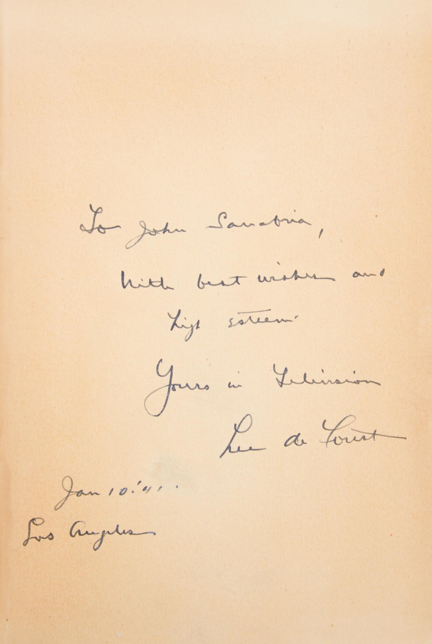 (TECHNOLOGY) DEFOREST, LEE. A collection of signed items (2 books, one ALS, 3 TLS)
