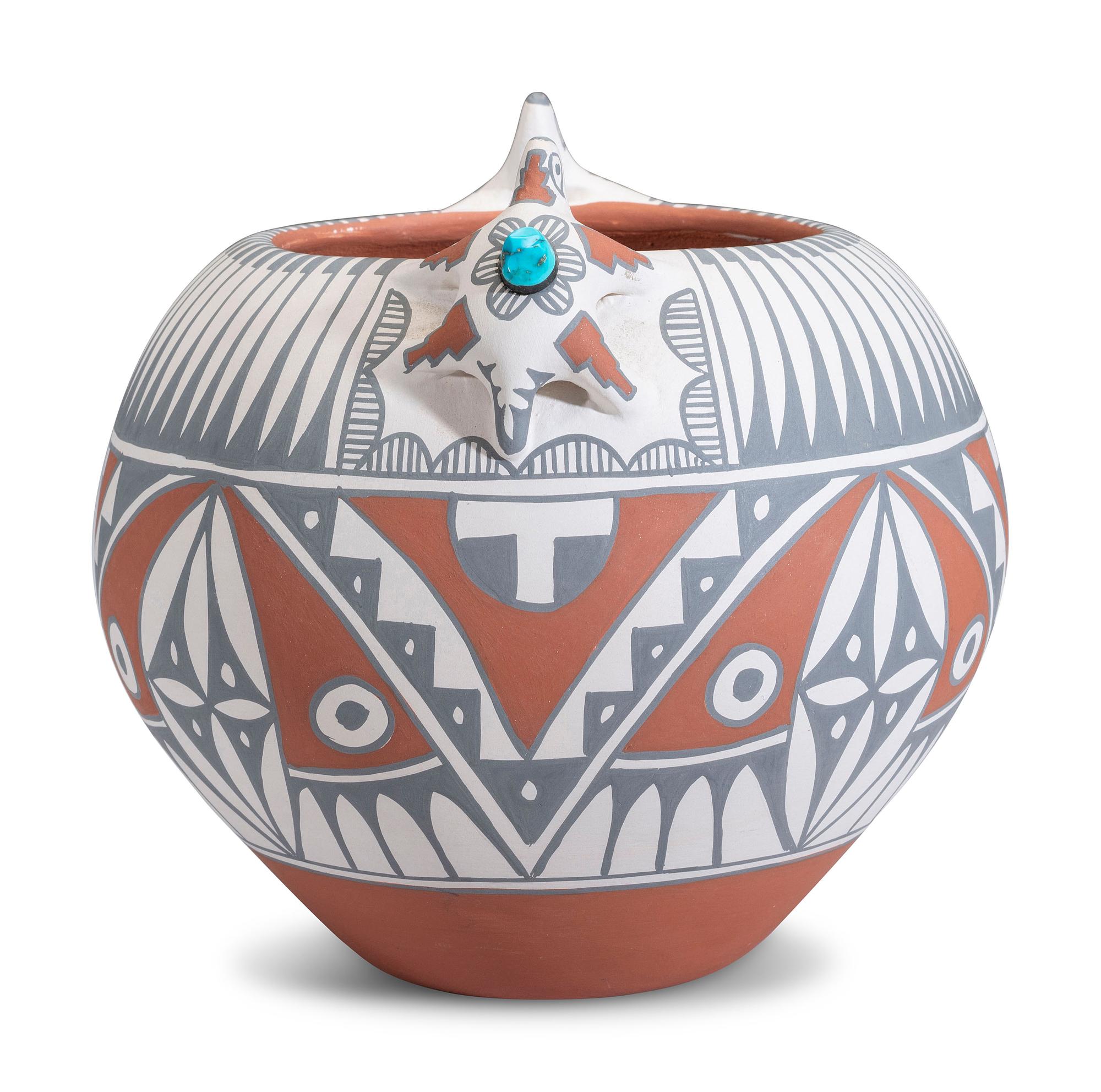 Pottery Jar, with Turtles and Turquoise