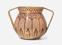 A Wedgwood Caneware Copper Lustre Decorated Handled Vase, UK, circa 1925