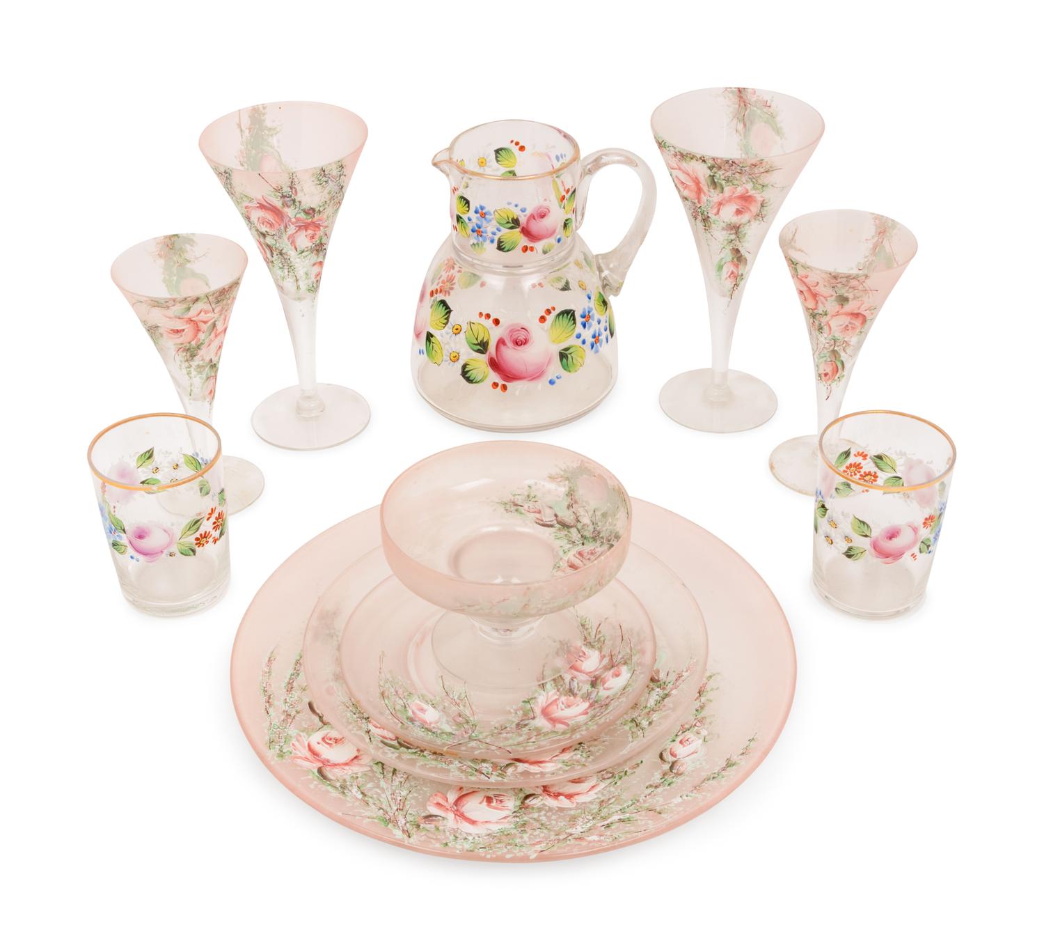 A Partial Set of Enameled Glass Tableware