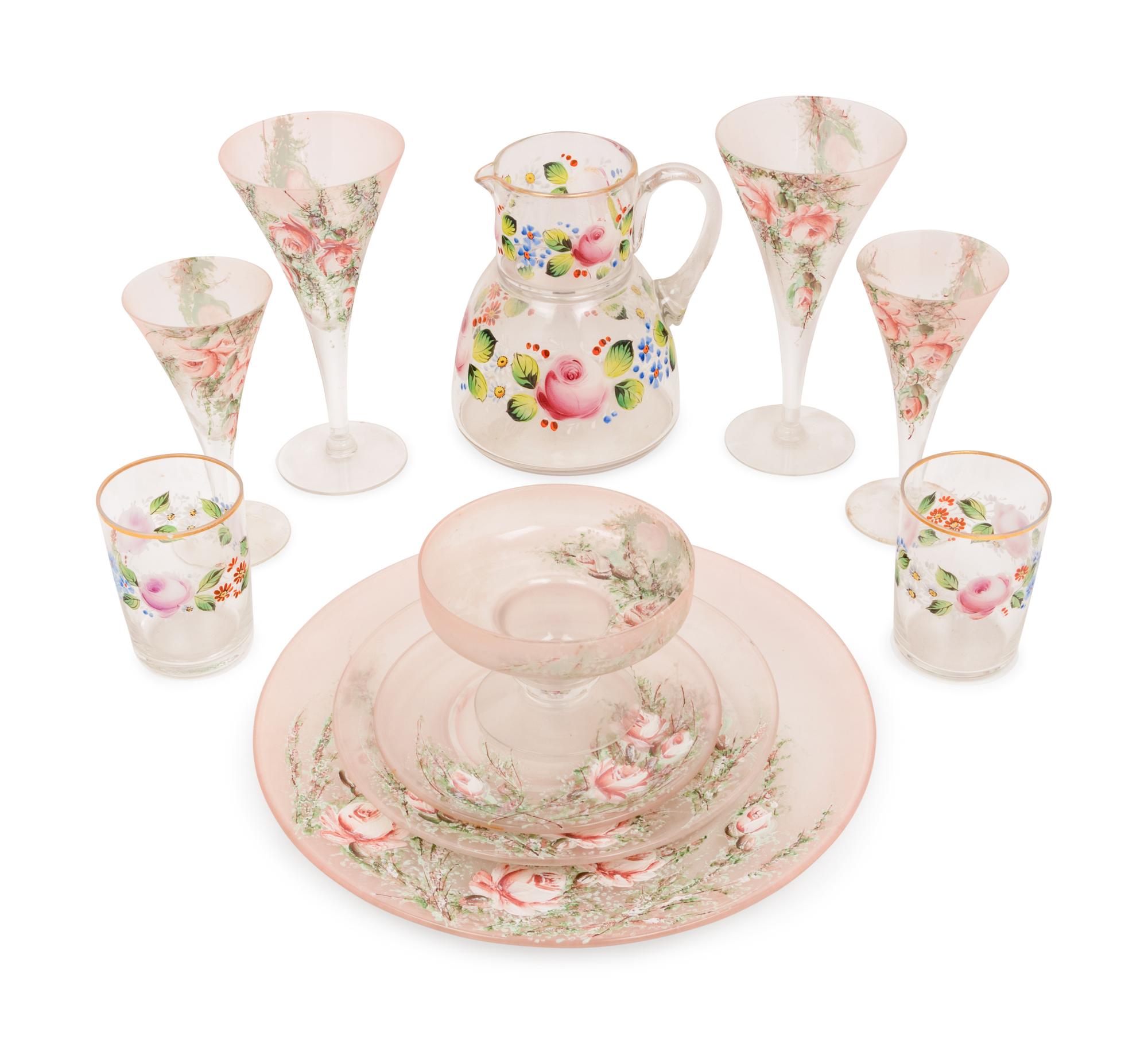 A Partial Set of Enameled Glass Tableware