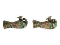 A Pair of Chinese Export Porcelain Peacock-Form Wall-Pockets