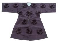 A Chinese Midnight Blue Silk Cut Velvet Surcoat 19TH CENTURY Length 46 inches. — 19TH CENTURY