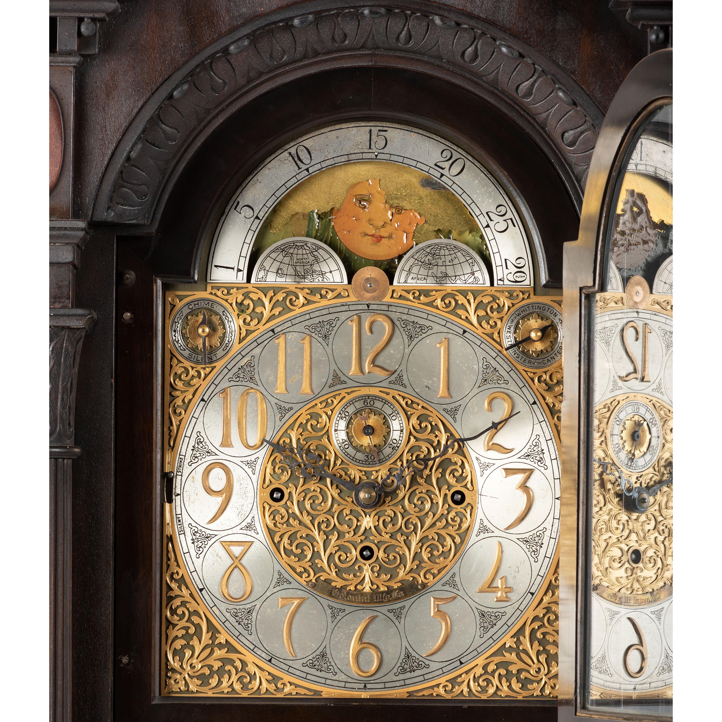 An American Mahogany Nine-Tube Tall Case Clock by Colonial Mfg. Co.