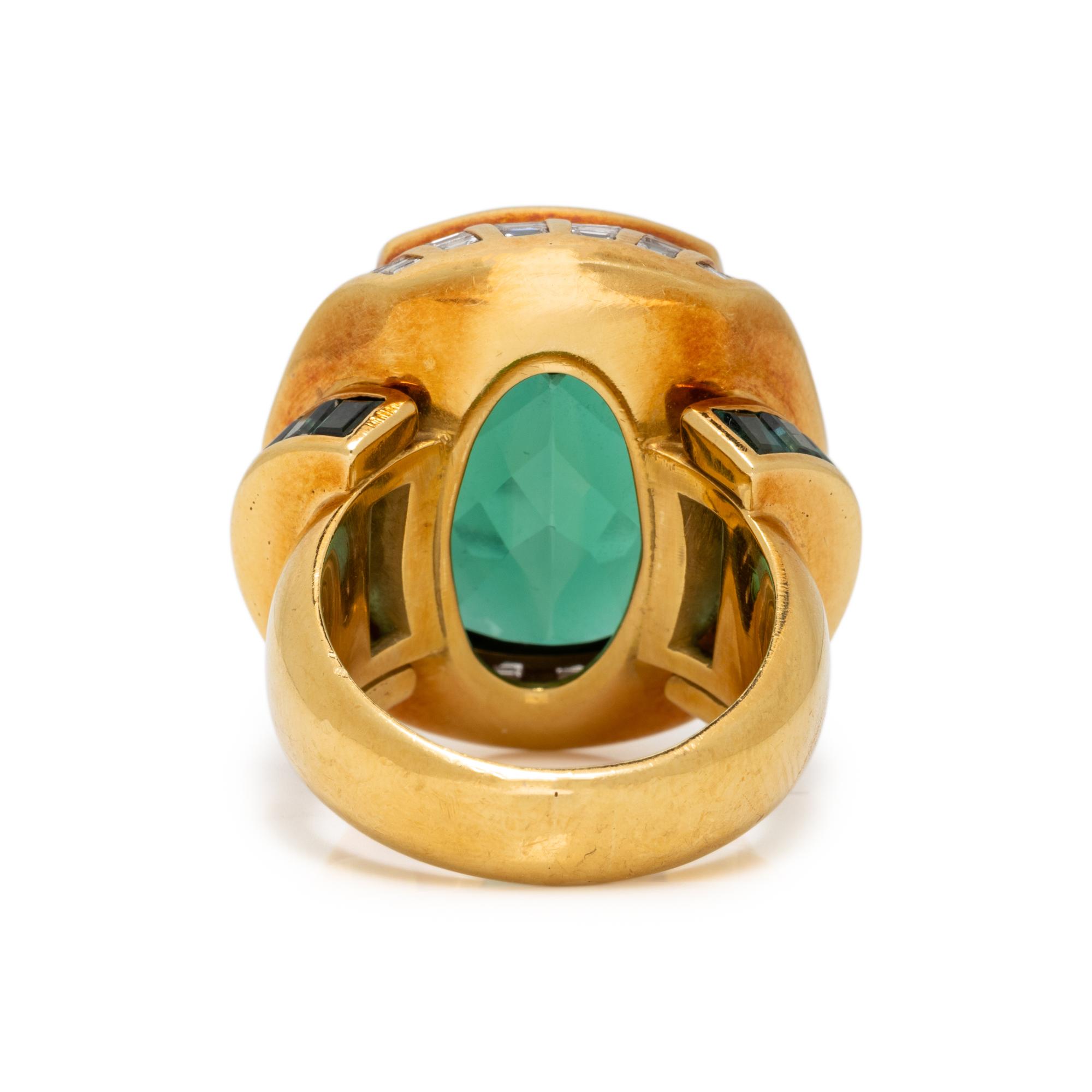 H. STERN, GREEN TOURMALINE AND DIAMOND RING