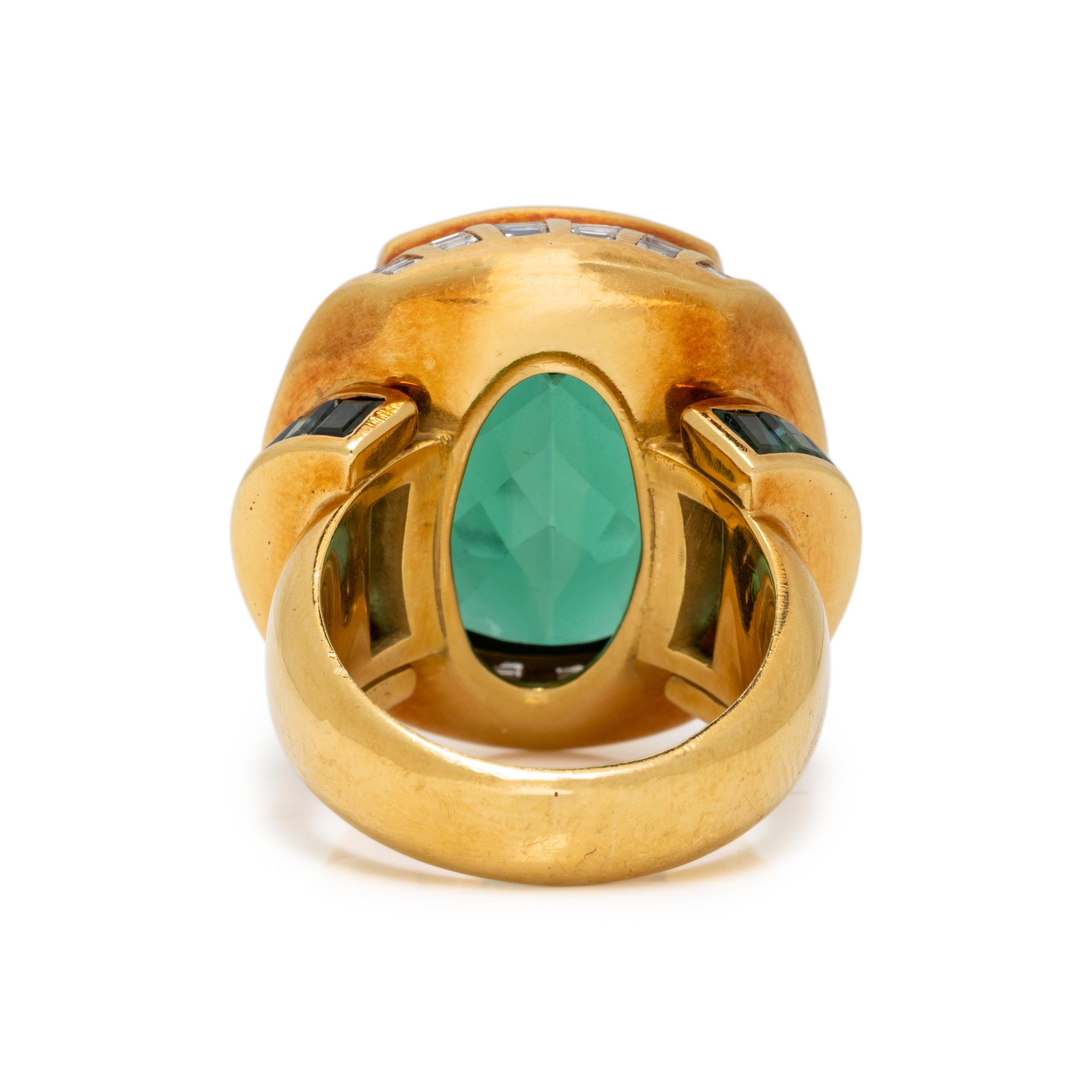 H. STERN, GREEN TOURMALINE AND DIAMOND RING