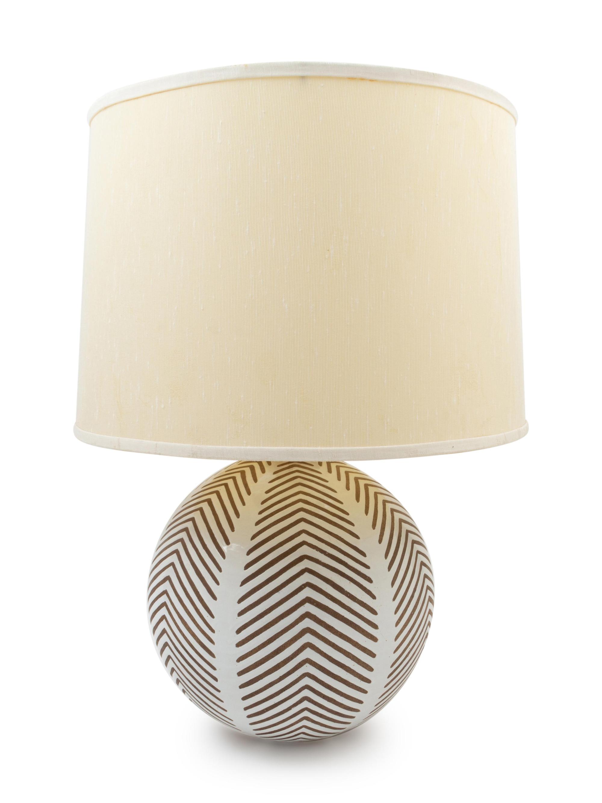 A Pair of Painted Ceramic Table Lamps