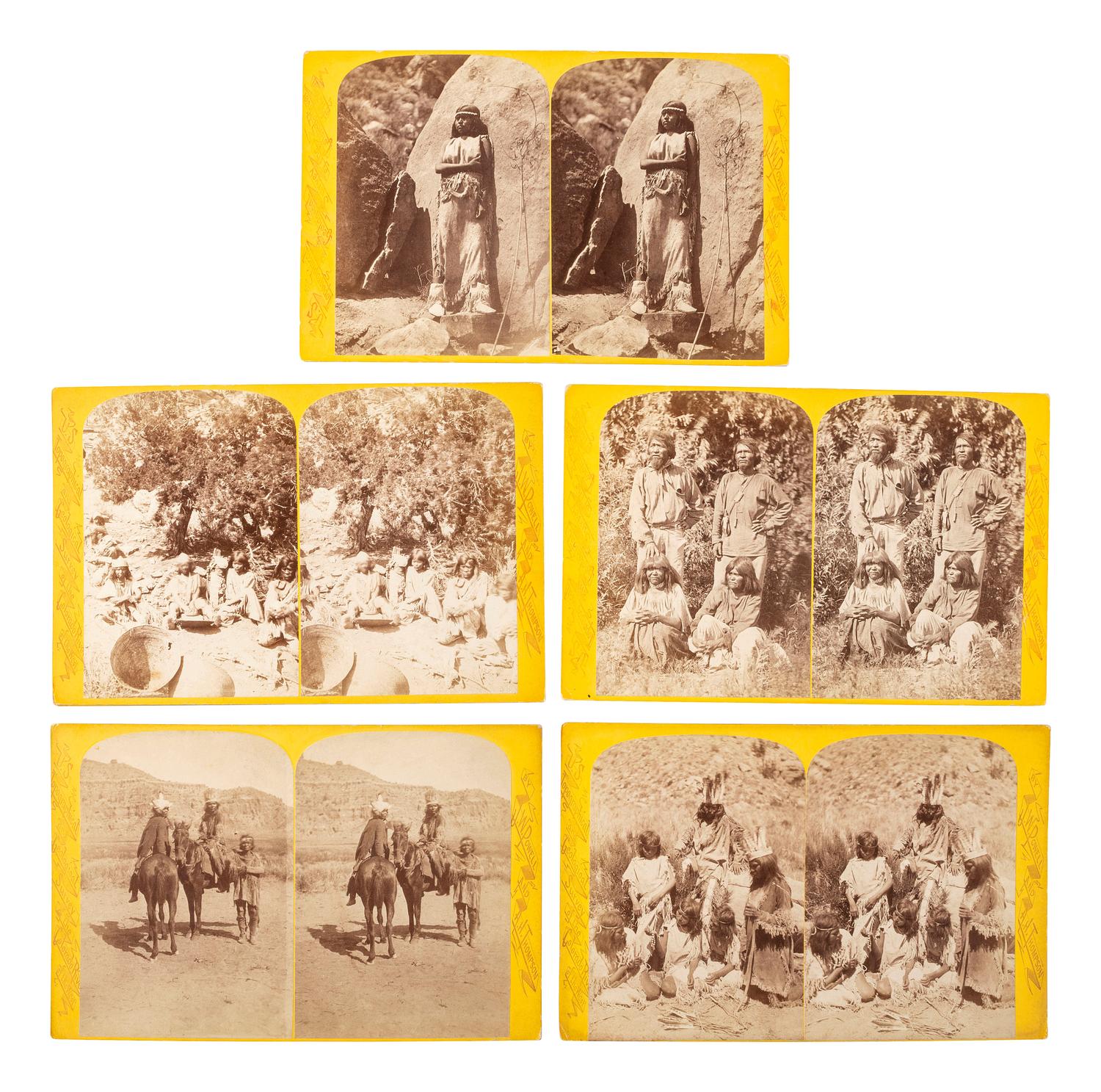 [NATIVE AMERICANS]. HILLERS, John K., photographer. A group of 13 Powell Expedition stereoviews featuring Native American subjects, comprising: