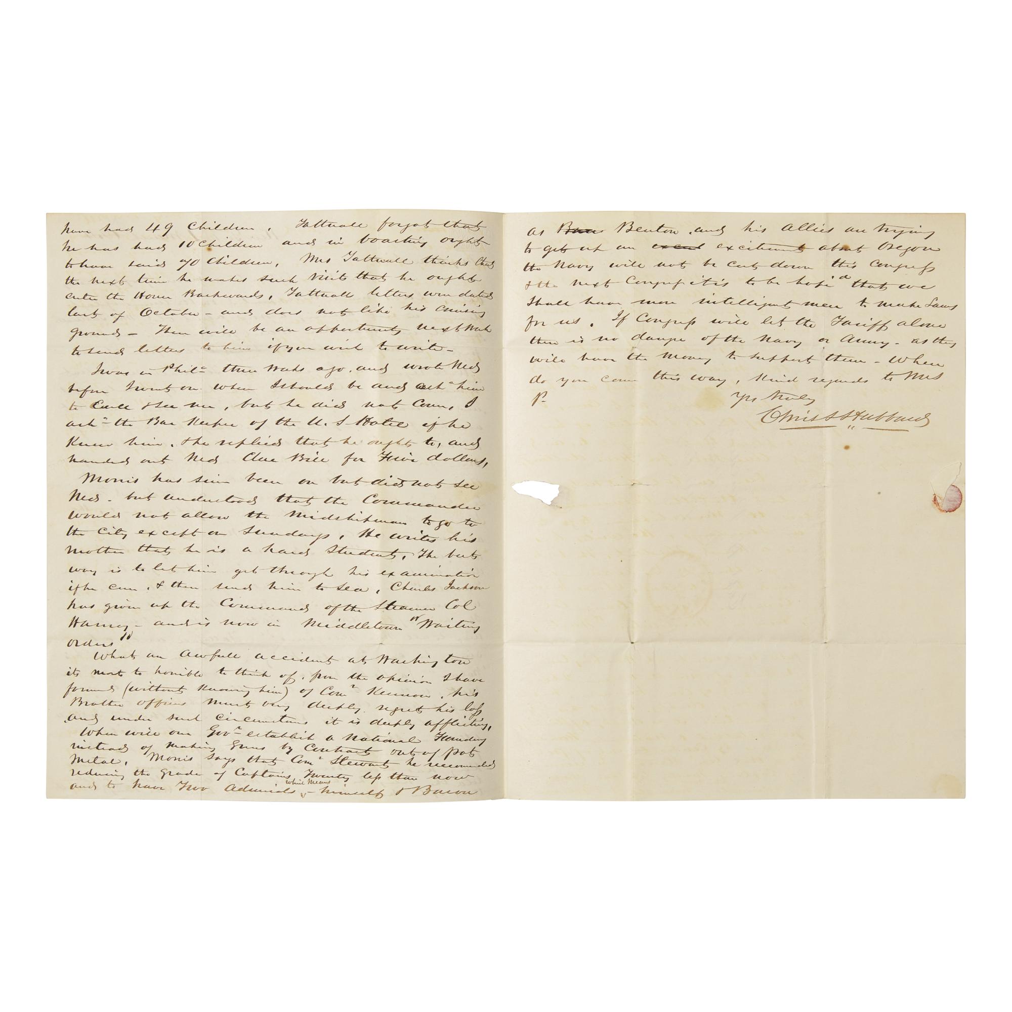 [Paulding, Hiram] [Liberia]. (Tattnall, Josiah). Autograph Letter, signed