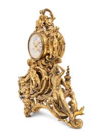 A Louis XV Style Gilt Bronze Figural Mantel Clock