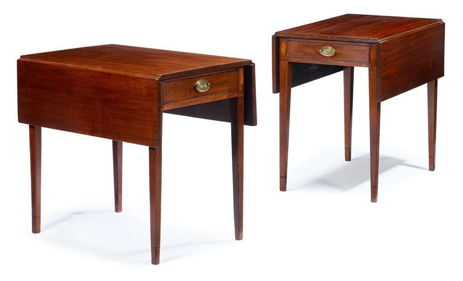 Pair of Federal inlaid mahogany pembroke tables middle atlantic states, circa 1800