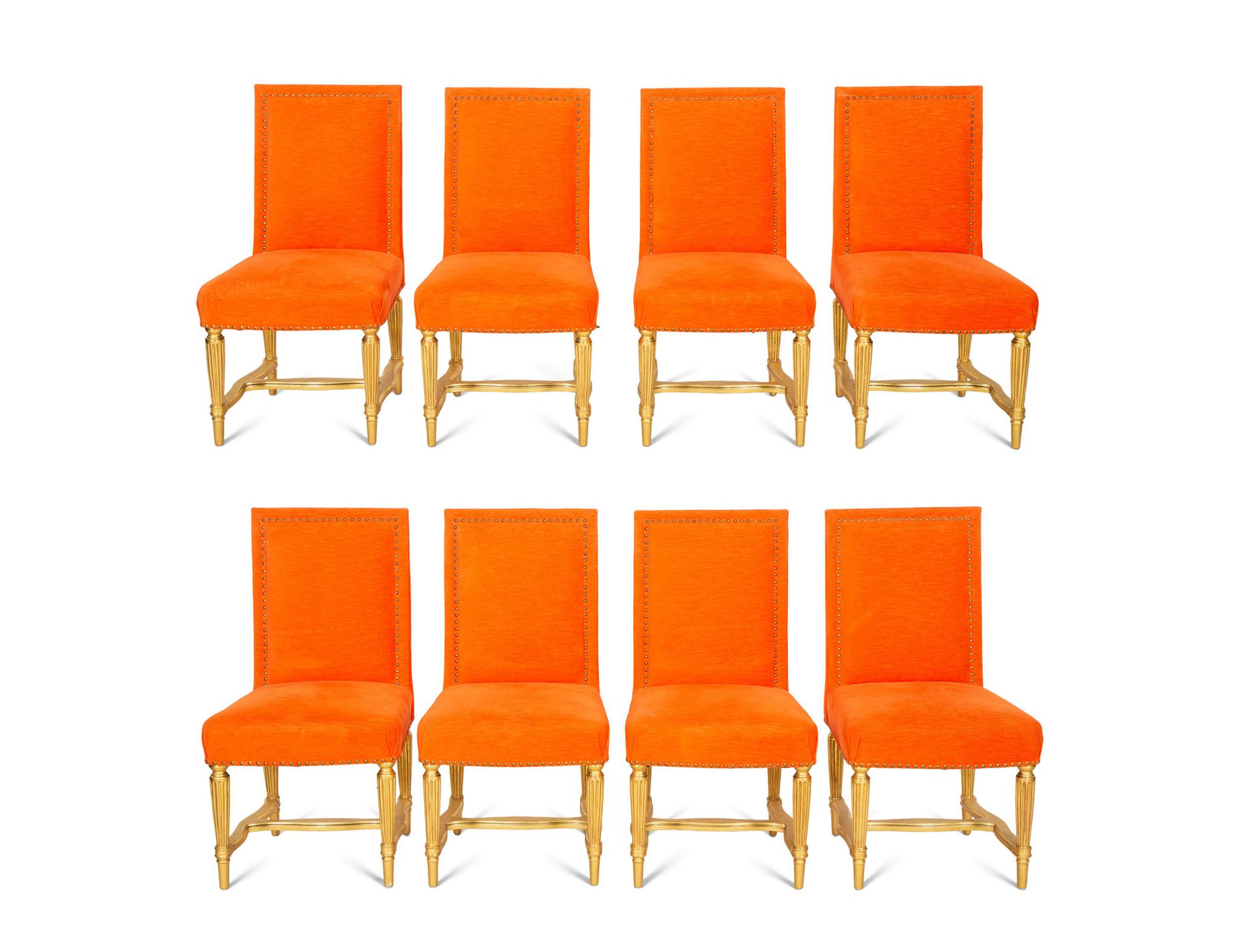 A Set of Eight Giltwood Dining Chairs