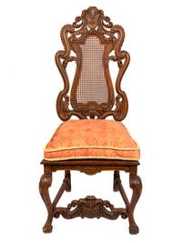A Baroque Style Caned Walnut Side Chair — 20TH CENTURY