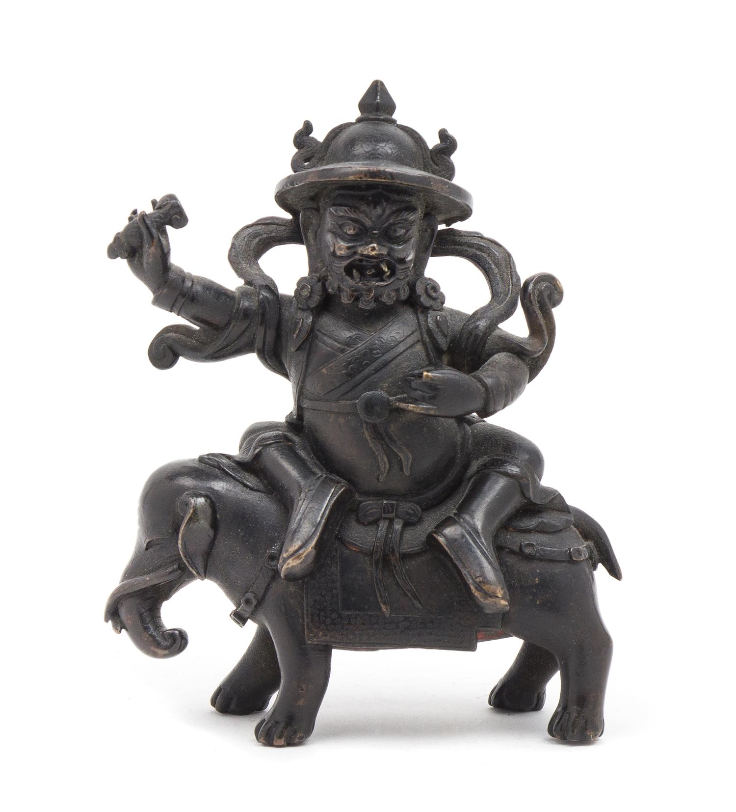 A Sino-Tibetan Bronze Figure of Pehar Height 6 1/2 inches. — 18TH CENTURY