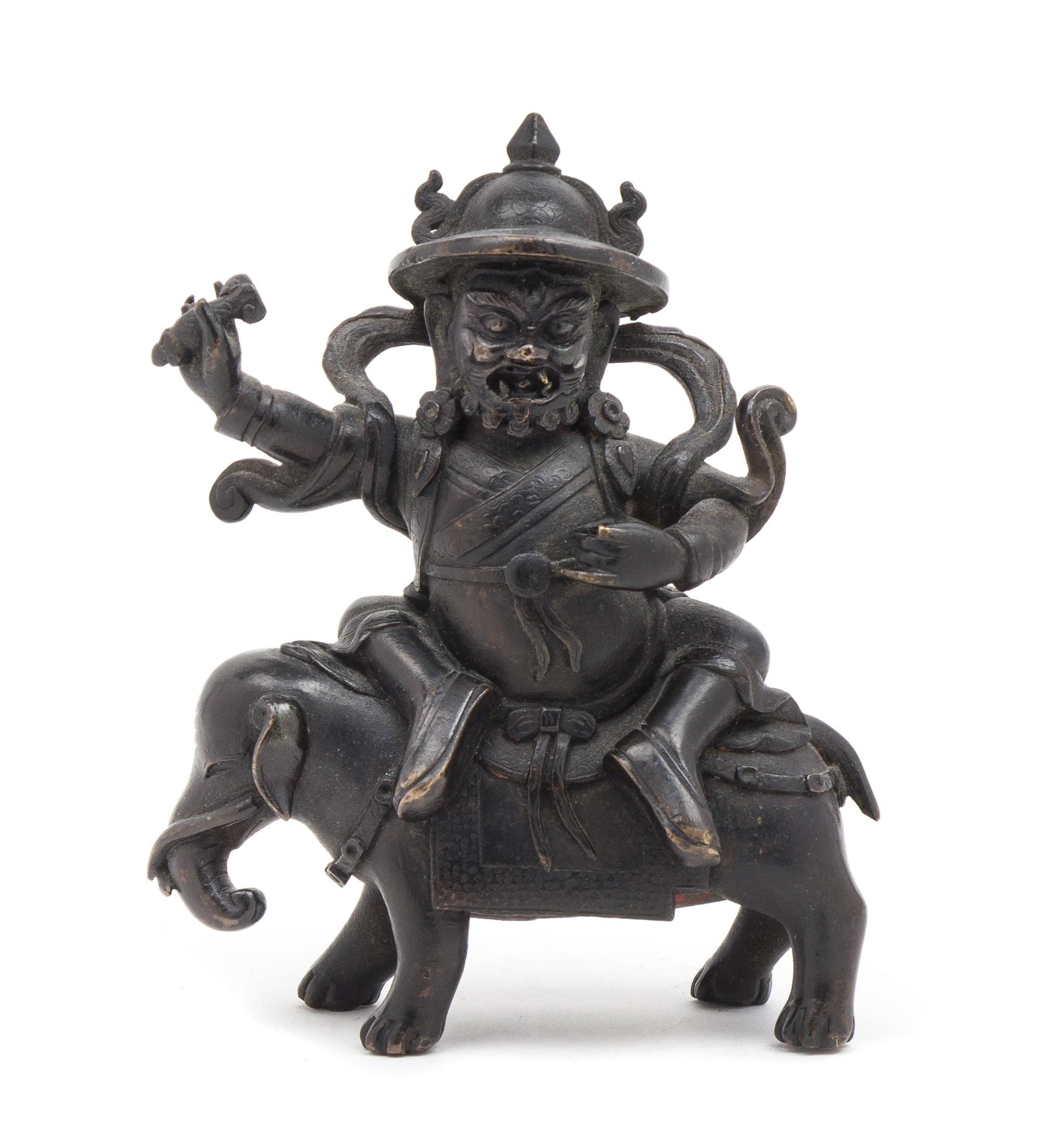 A Sino-Tibetan Bronze Figure of Pehar Height 6 1/2 inches. — 18TH CENTURY