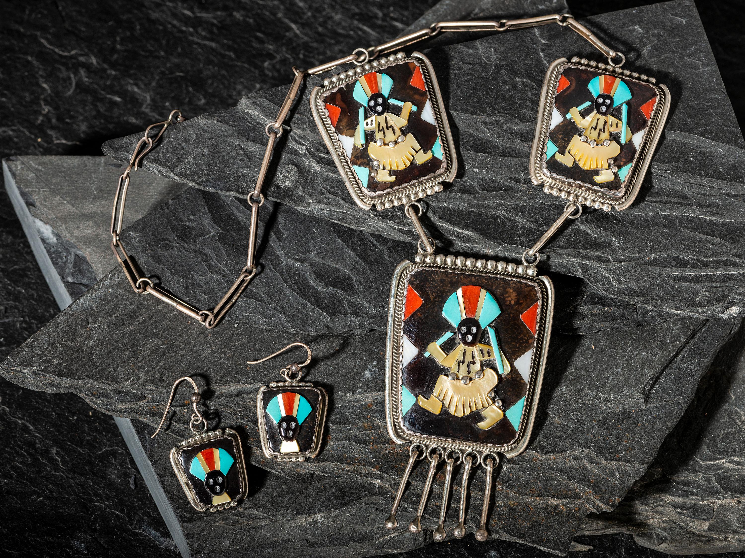 Mosaic Inlay Necklace and Earrings