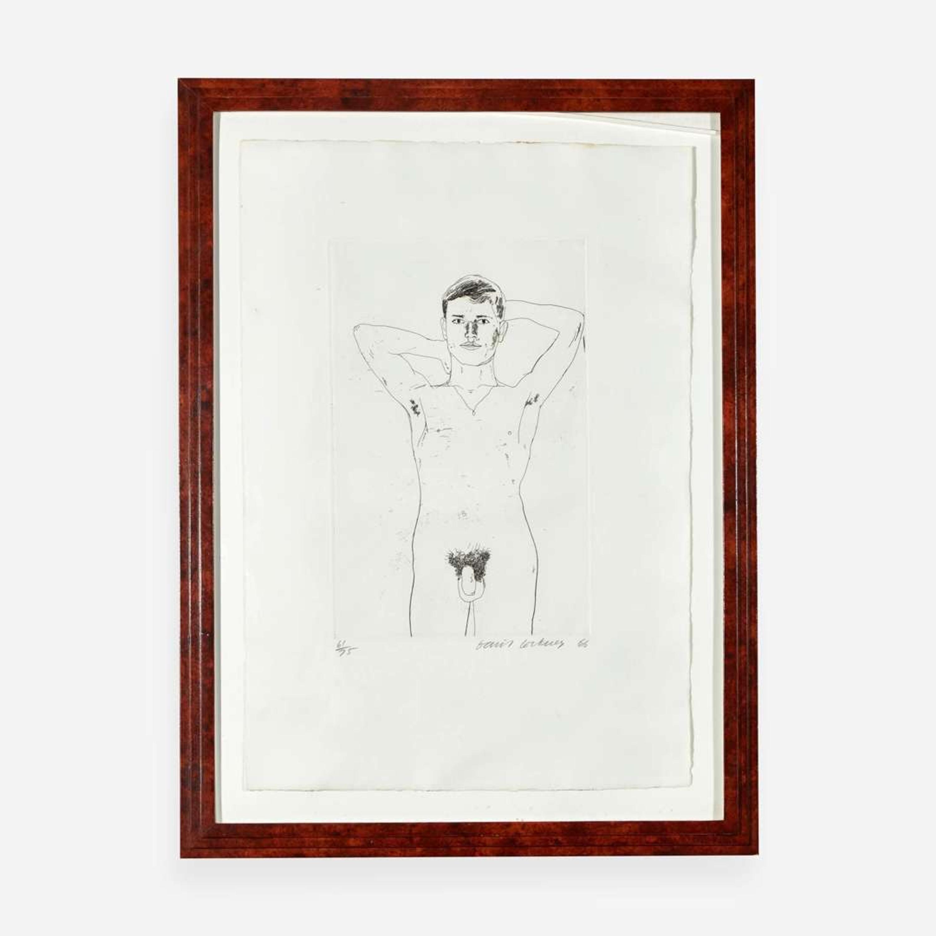 David Hockney (British, b.1937) In an Old Book, from Illustrations for Fourteen Poems from C.P. Cavafy
