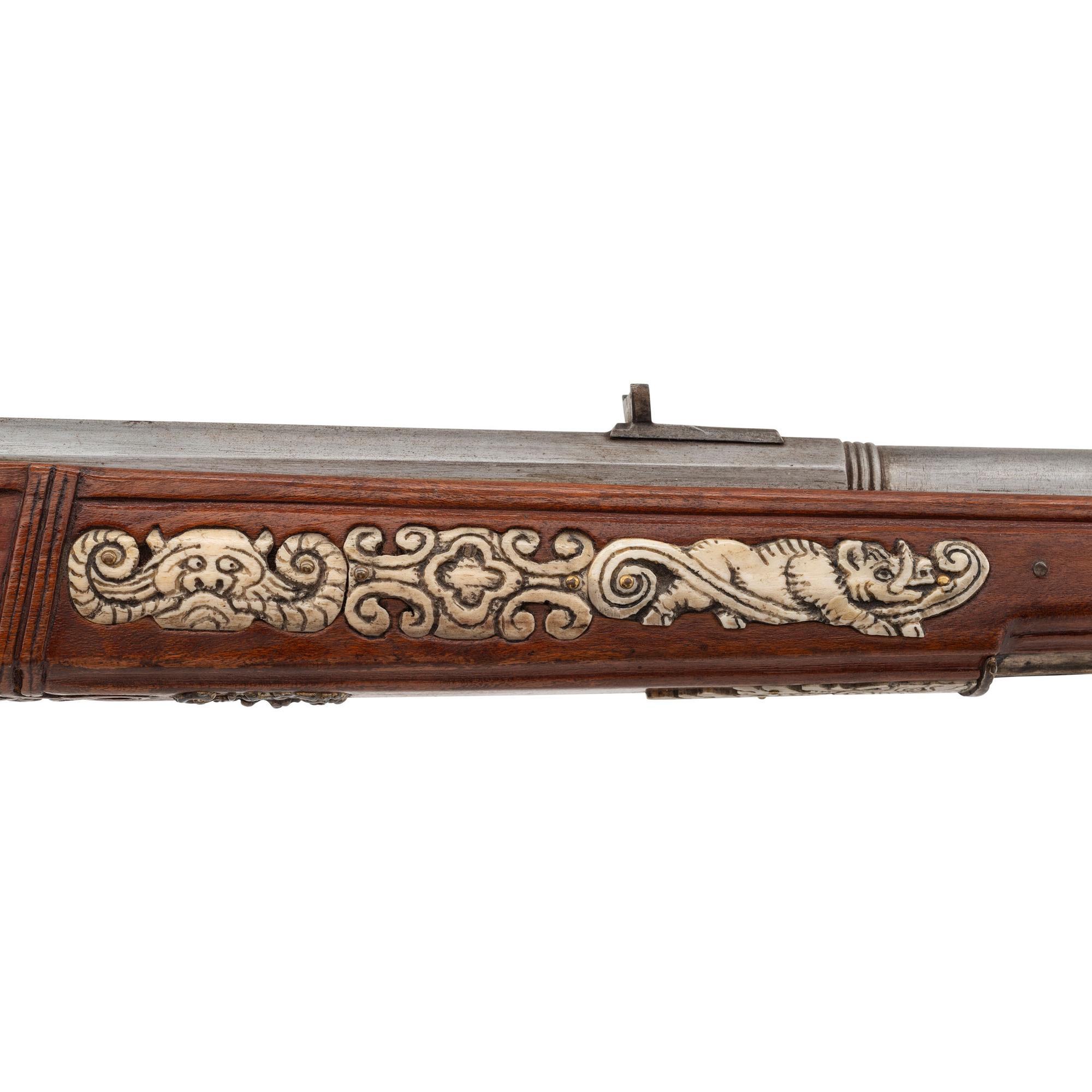 Contemporary Flintlock Rifle in the Style of an Elizabethan Carbine by John B. Derrick (American, b.1936)