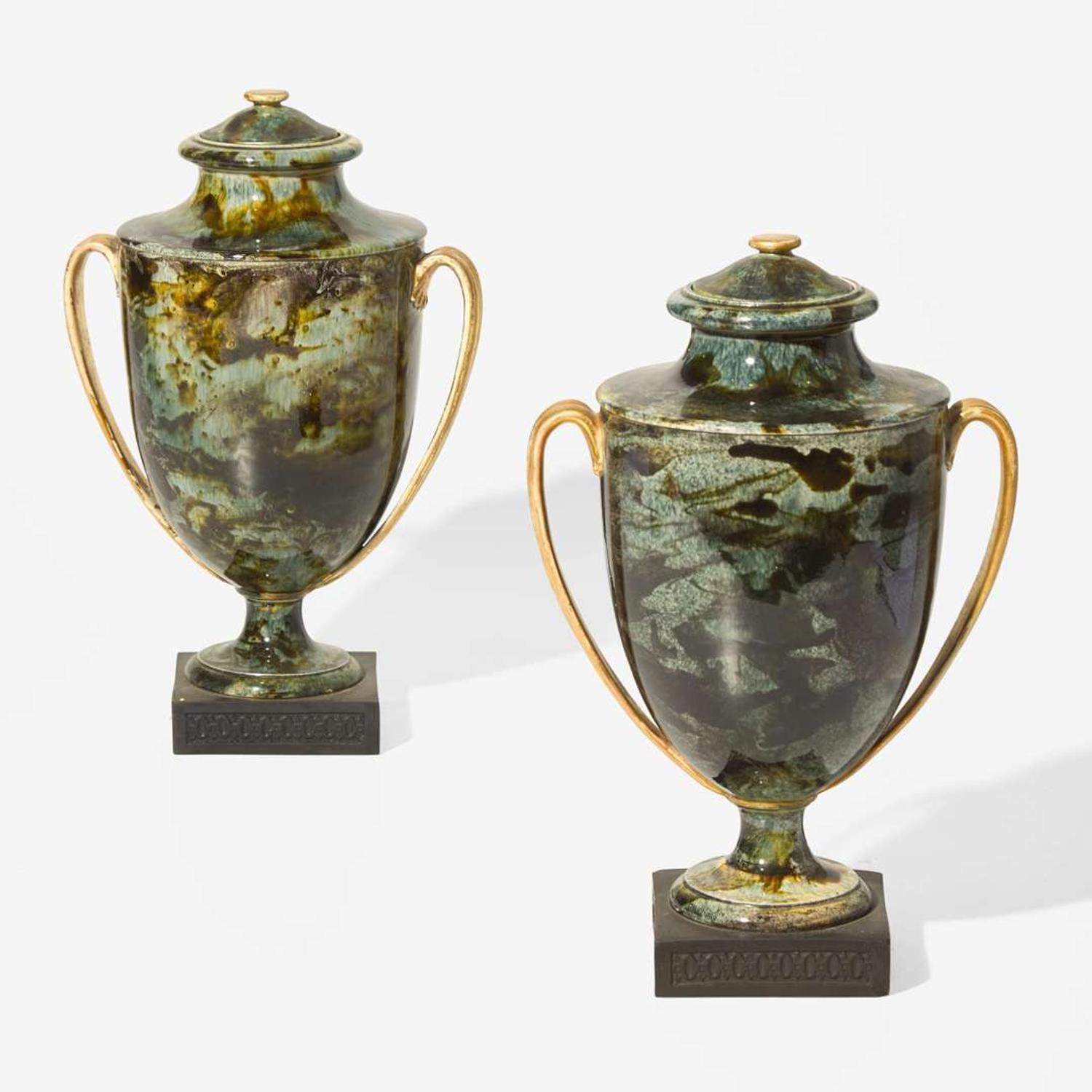 A Pair of Wedgwood & Bentley White Terracotta Stoneware Vases and Covers UK, 1770s and later
