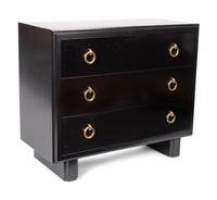 A Hollywood Regency Style Black Lacquer Chest of Drawers — 20TH CENTURY