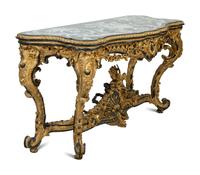 A Louis XV Style Giltwood and Marble Console Table — 20TH CENTURY
