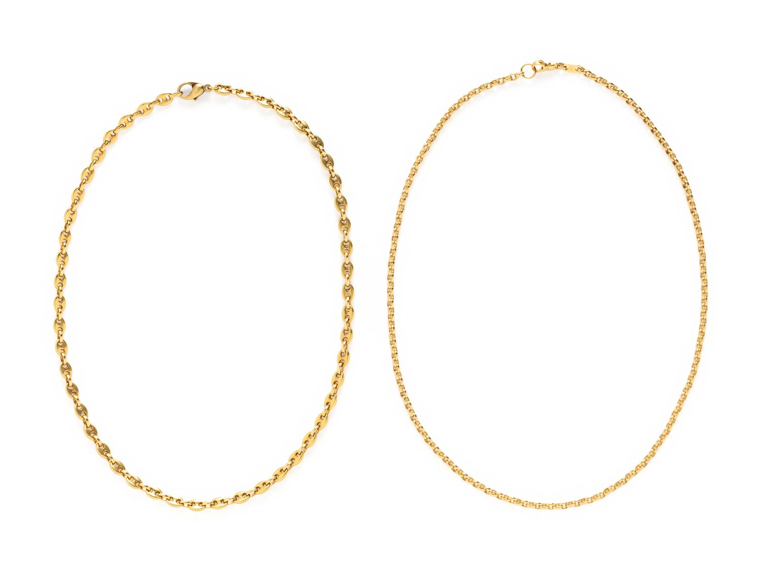 COLLECTION OF YELLOW GOLD CHAINS