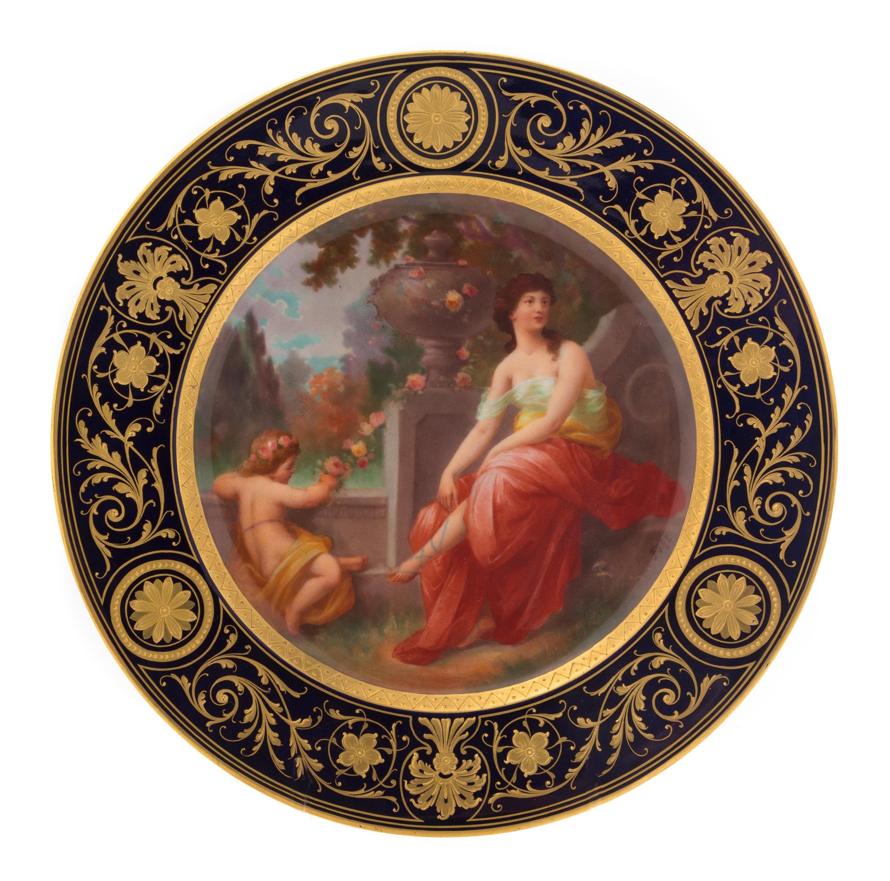 A Royal Vienna Porcelain Cabinet Plate Diameter 9 7/8 inches.