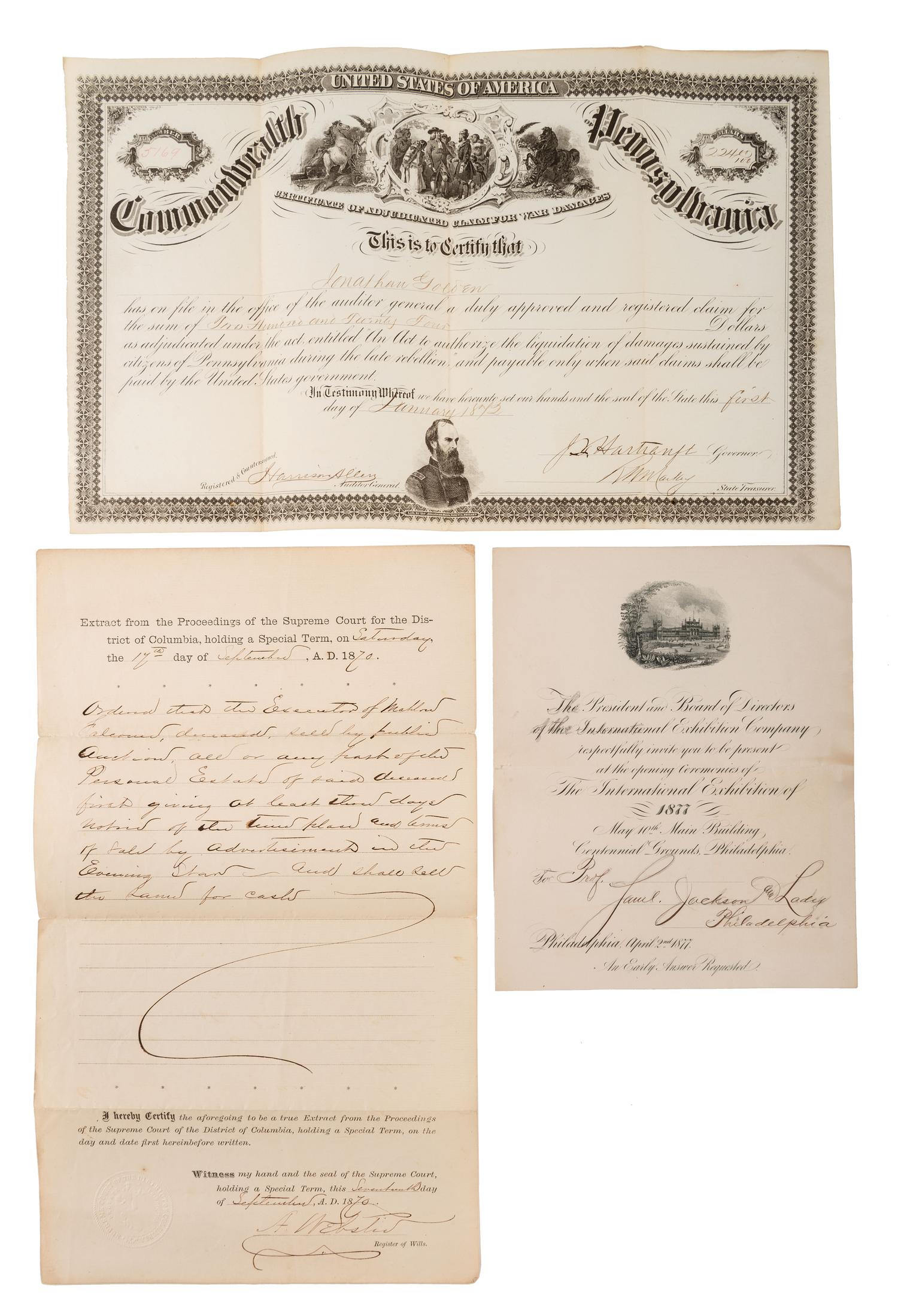 [WASHINGTON, George (1712-1799)]. A group of 5 items, highlighted by Washington's Farewell Address to the People of the United States . Hagerstown, MD: Herald of Freedom Office, ca 1860s.