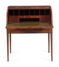 A George III Style Satinwood Inlaid Mahogany Metamorphic Desk