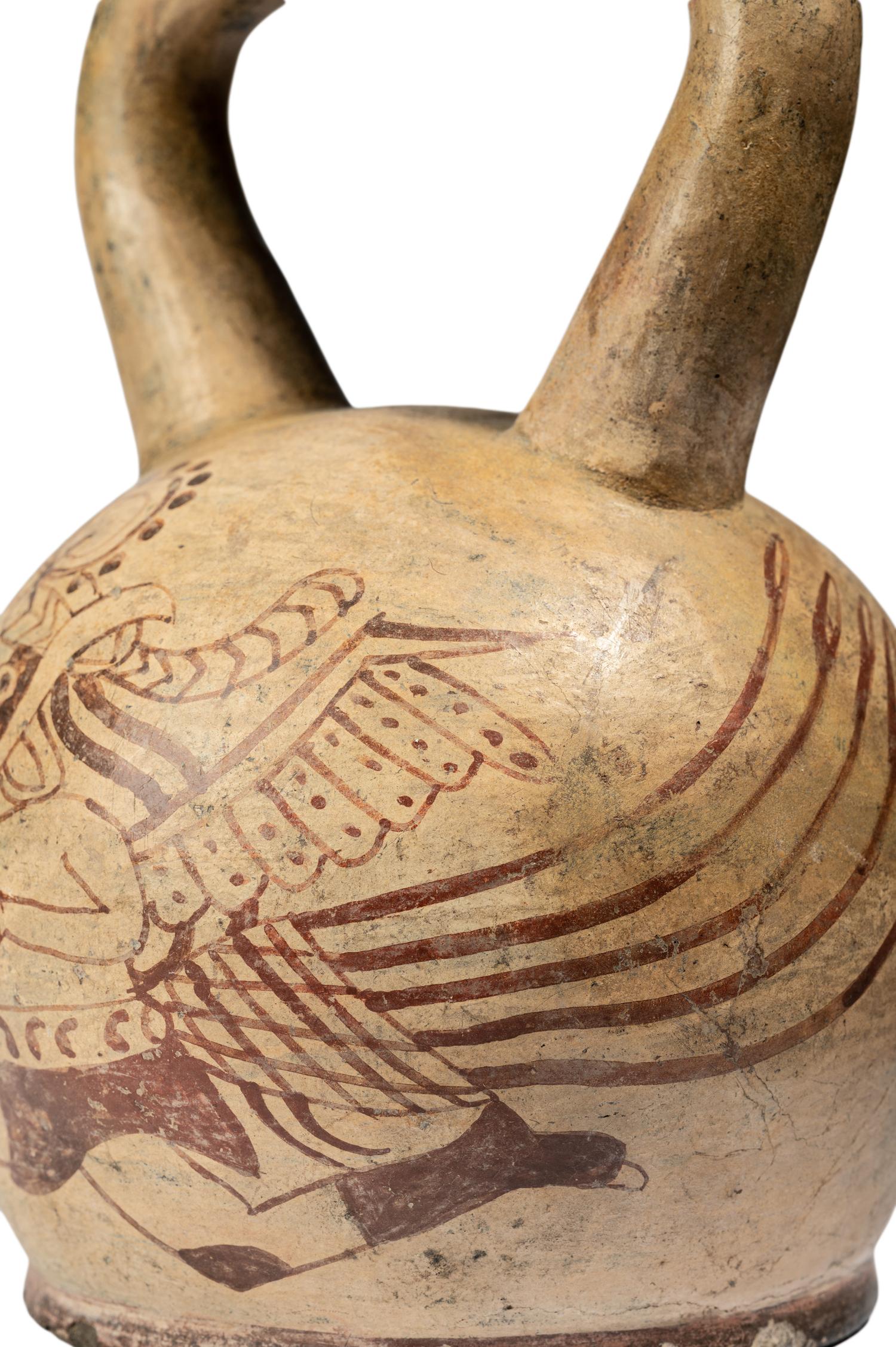A Moche Fineline Stirrup Vessel