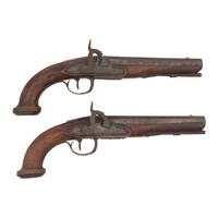 Pair of Large Bore European Percussion Overcoat Pistols