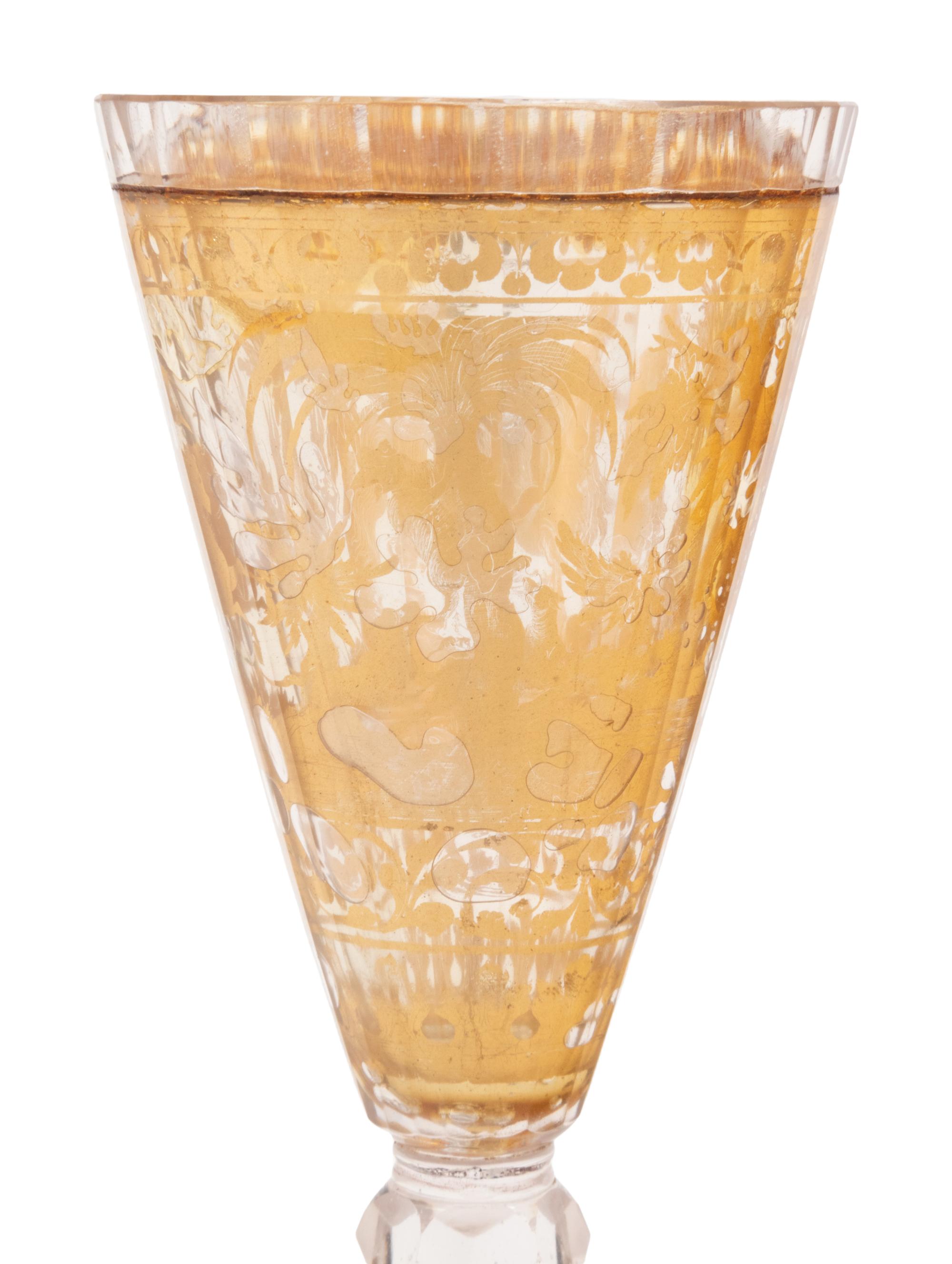 A German Parcel Gilt and Cut-Glass Goblet