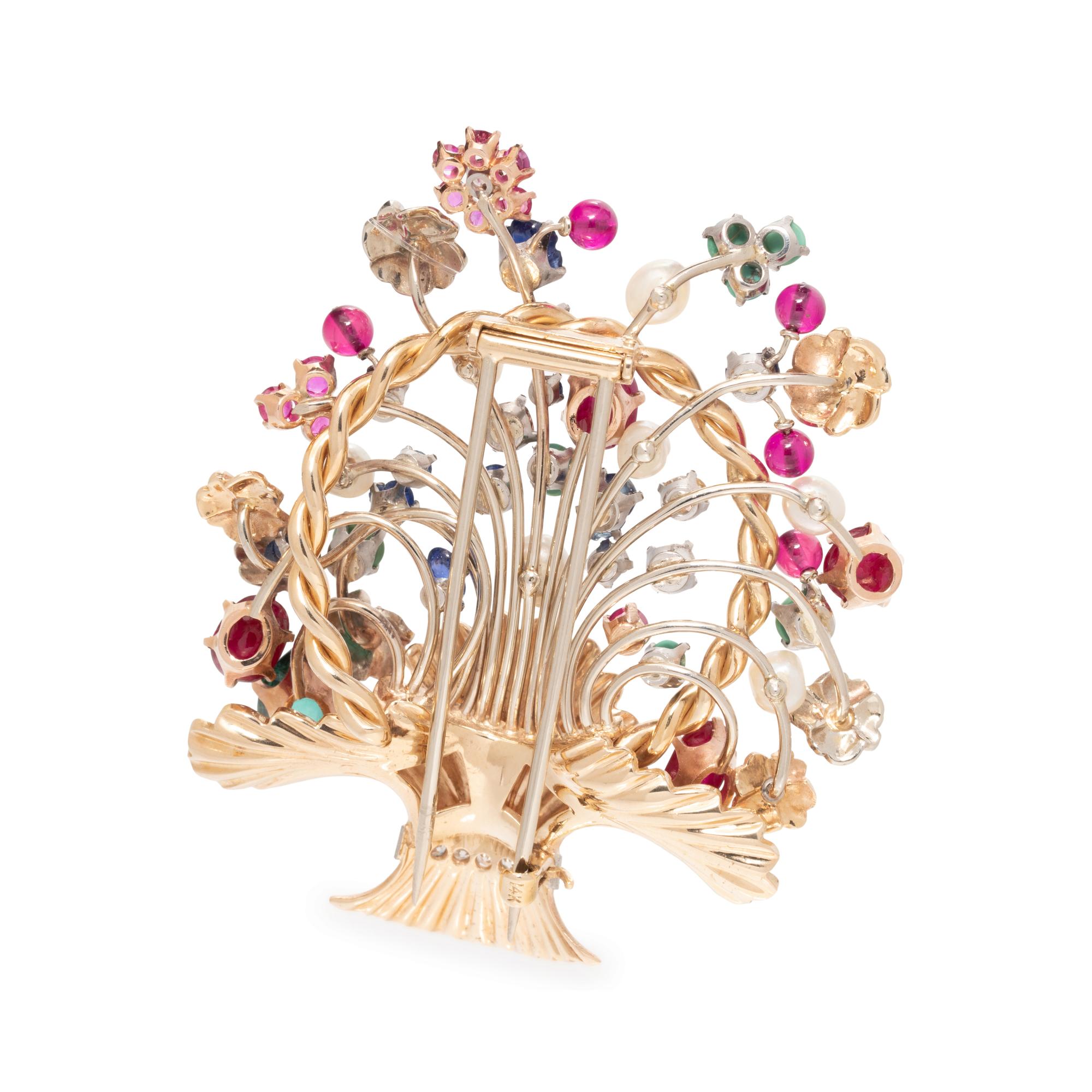 MULTIGEM AND DIAMOND GIARDINETTI BROOCH