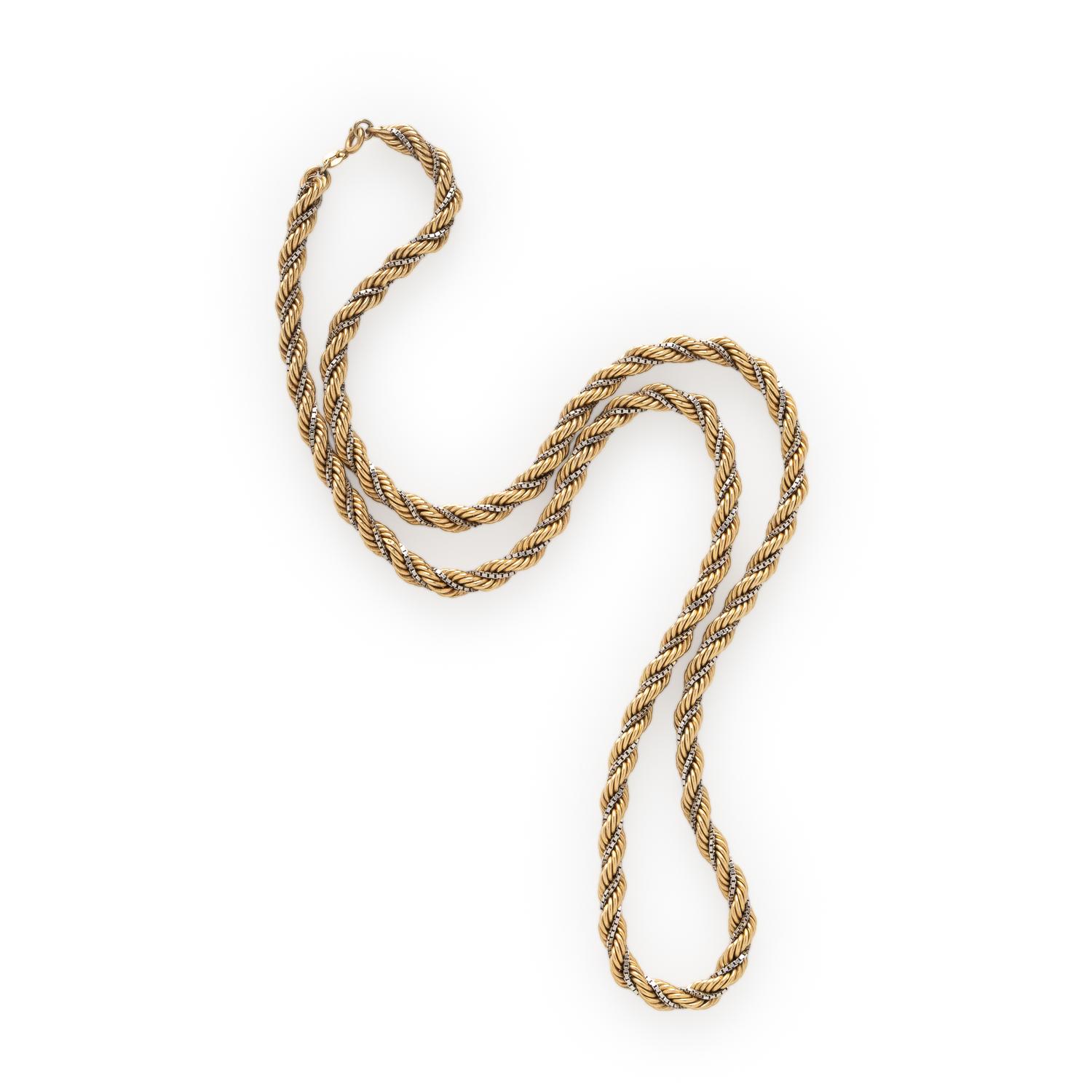 Bicolor Gold Rope Chain Necklace
