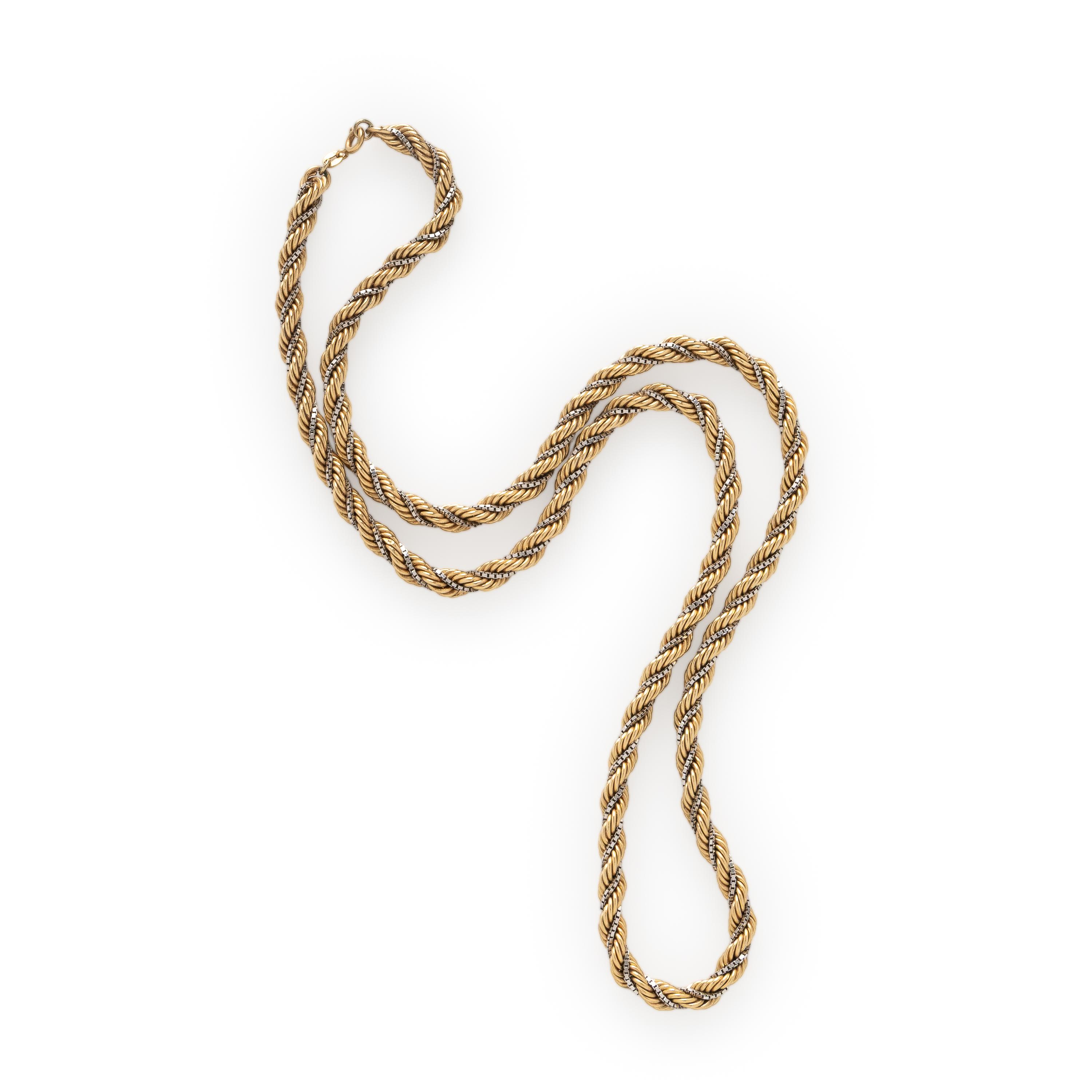 Bicolor Gold Rope Chain Necklace