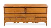 An American Pine Mule Chest Height 22 1/2 x width 49 x depth 16 inches. — 18TH CENTURY