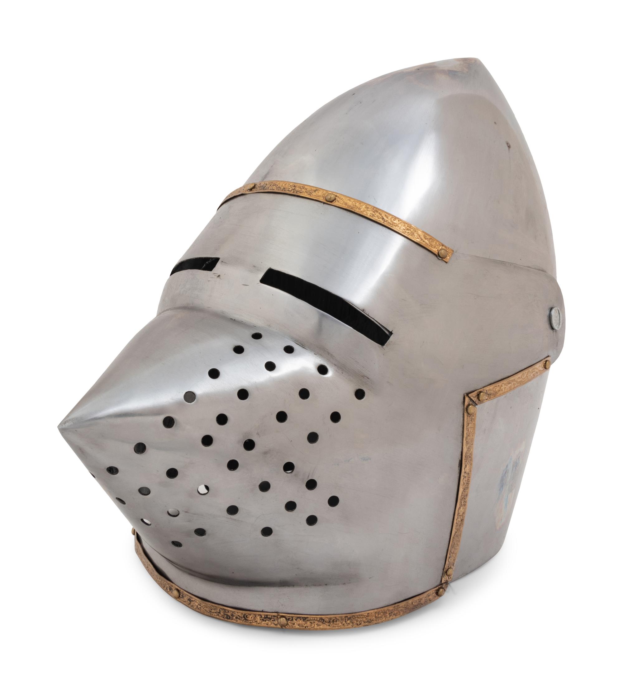 A Group of Four Pressed Metal Armor Helmets