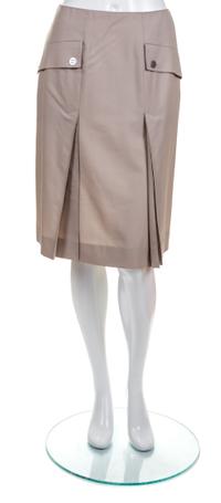 A Chanel Khaki Pleated Skirt, Size 40.