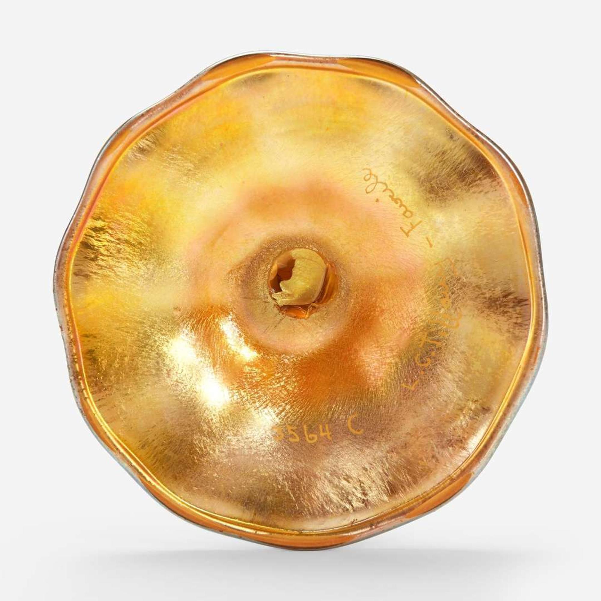 Tiffany Studios Group of Three Favrile Glass Articles, circa 1908-18