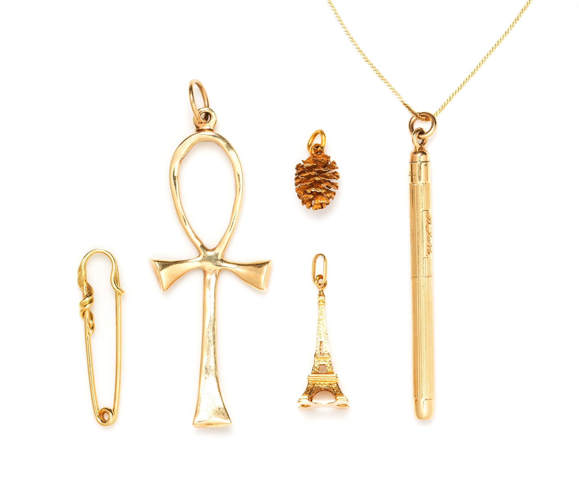 A Collection of Yellow Gold Jewelry, 16.60 dwts.