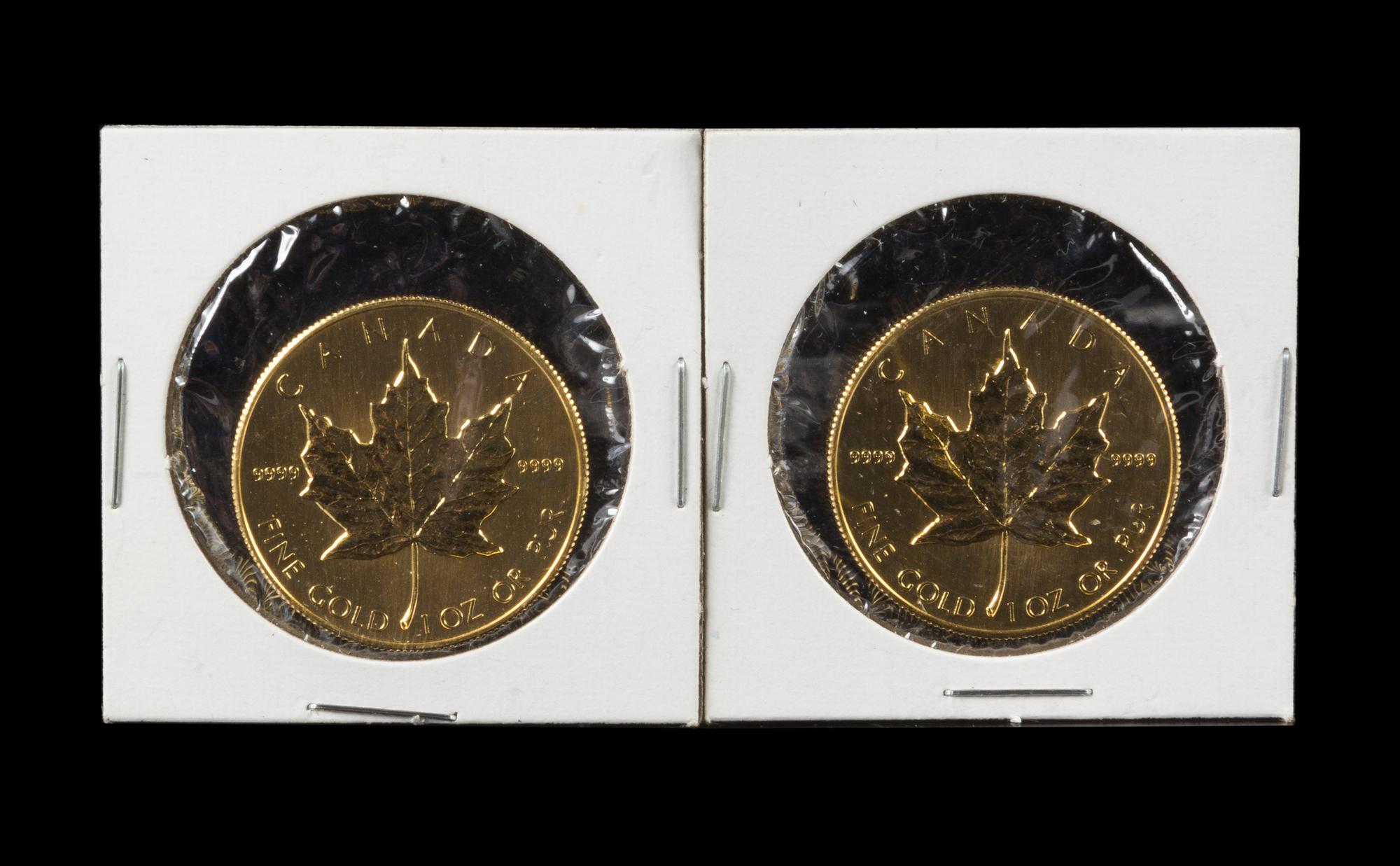 Two Canada Mint 1985 Maple Leaf 50 Dollar Gold Coins