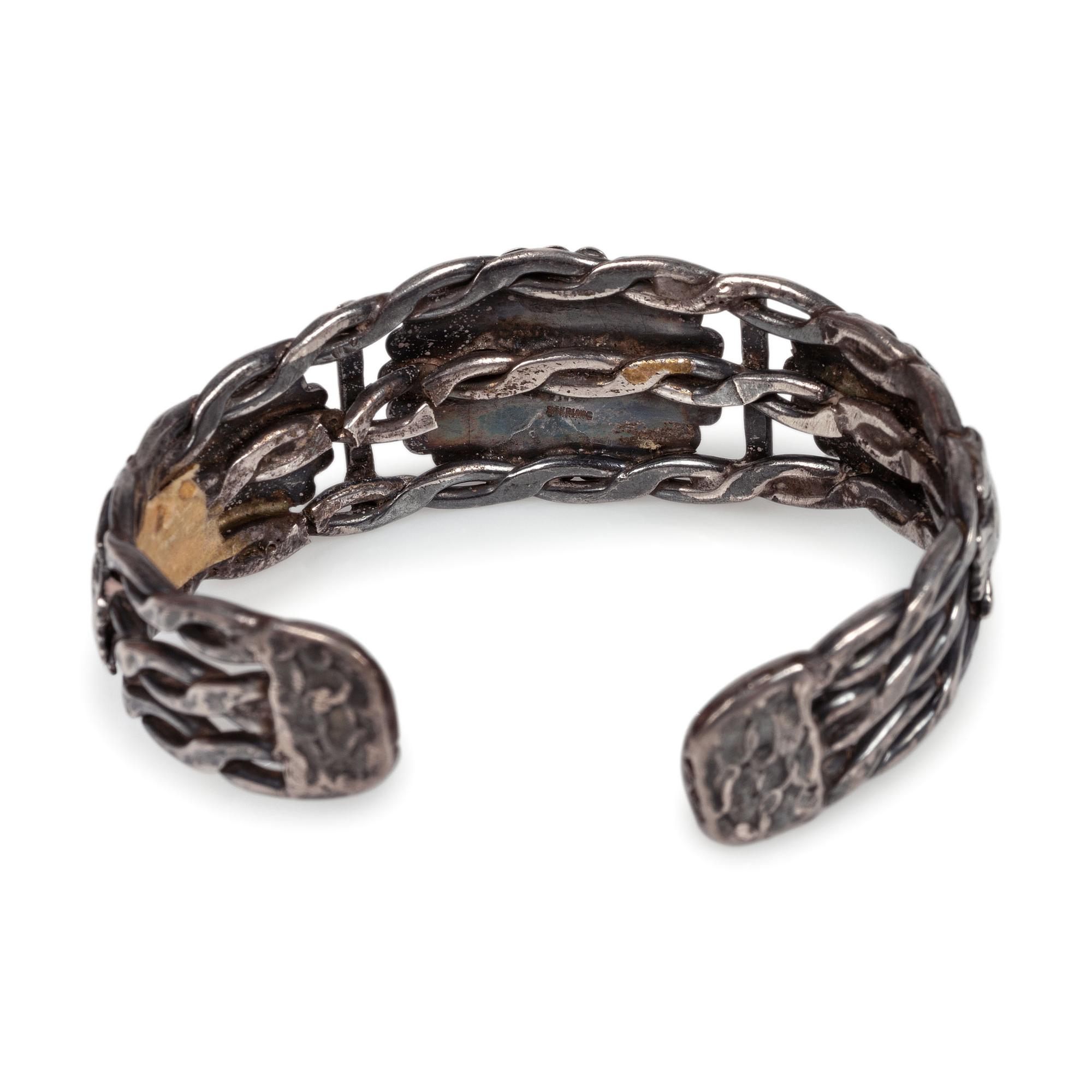 Southwestern-Style Silver and Turquoise Cuff Bracelet