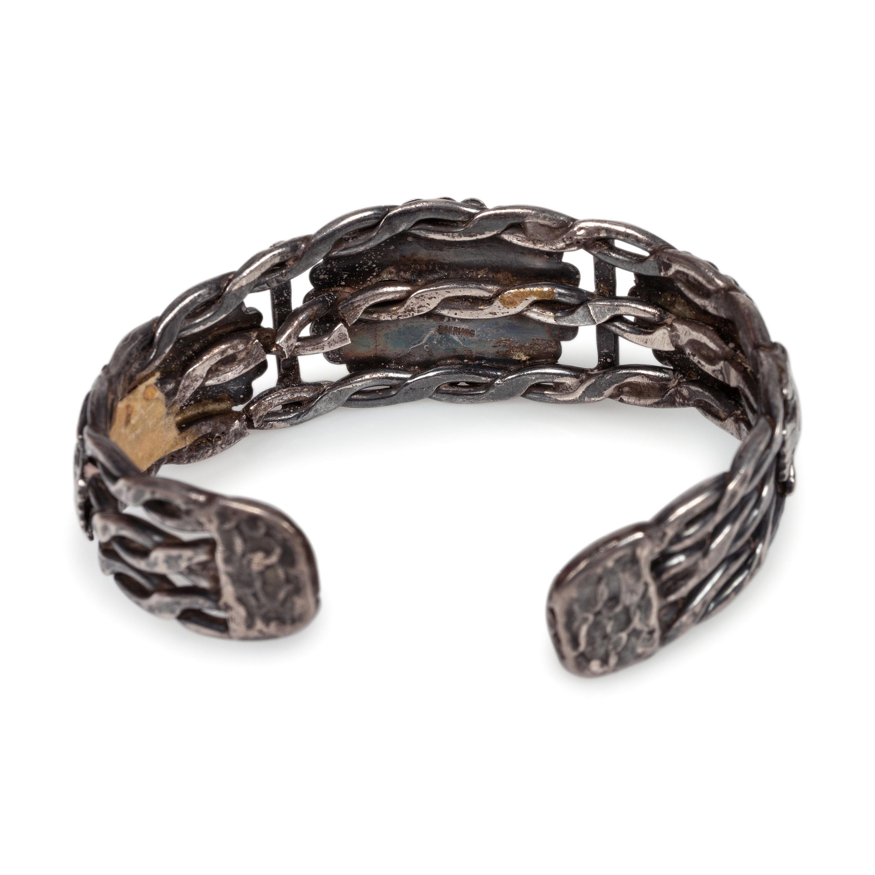 Southwestern-Style Silver and Turquoise Cuff Bracelet