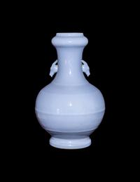 A Chinese Claire-de-Lune Glazed Porcelain Pear Shaped Vase