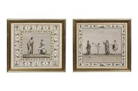 A Group of Six Continental Colored Etchings