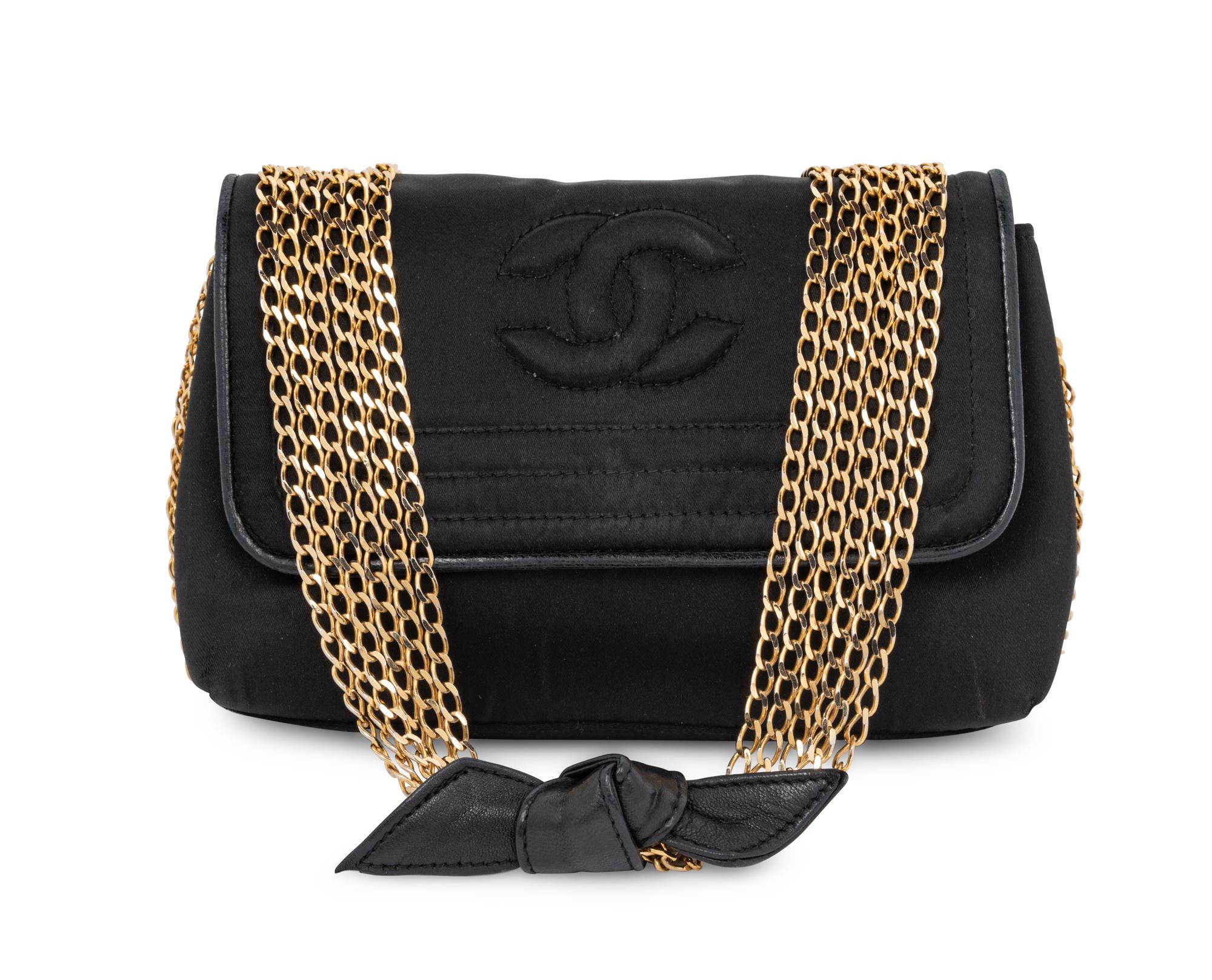 Chanel Black Silk Bag with Multiple Chain Strap, 1986-88
