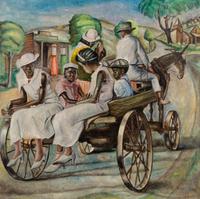 Family on Horse Drawn Cart