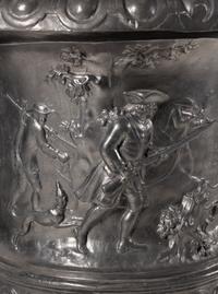 A Pair of English Lead Allegorical Garden Urns