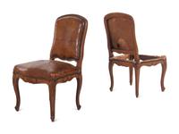 A Pair of Provincial Louis XV Style Walnut Side Chairs
